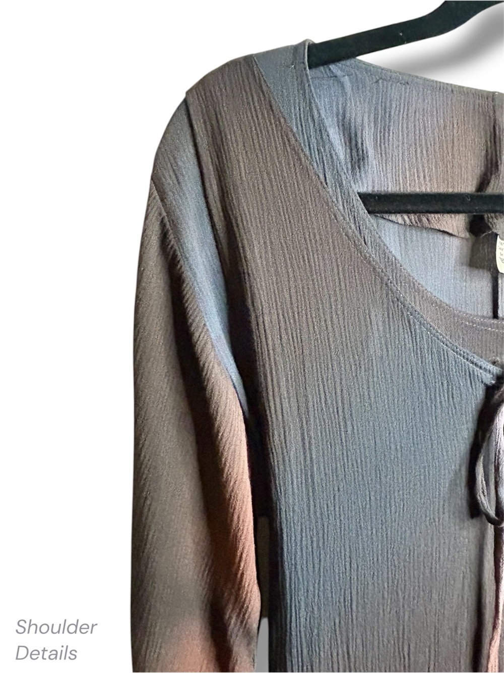 Vintage 90s Purple Ombre Layered Maxi Dress Tie Front & Back Long Sleeve Magic M - Picture 8 of 14